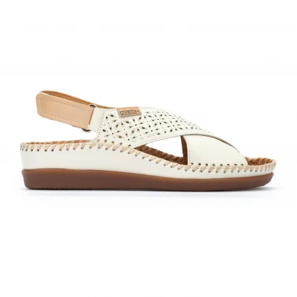 Sandalia Cadaques Cruzada Picados Nata - PIKOLINOS