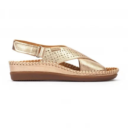 Sandalia Cadaques Cruzada Picados Champgne- PIKOLINOS