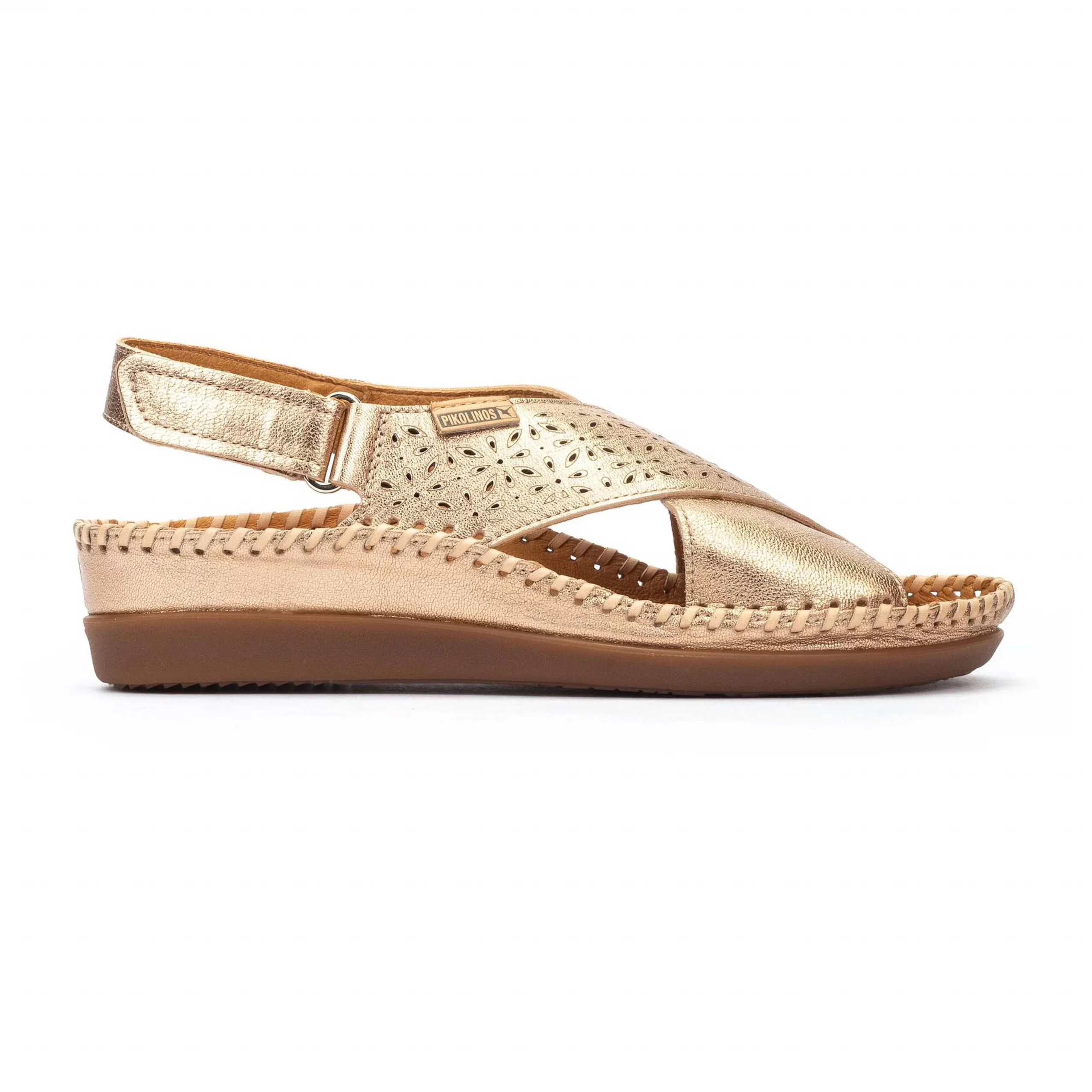 Sandalia Cadaques Cruzada Picados Champgne- PIKOLINOS